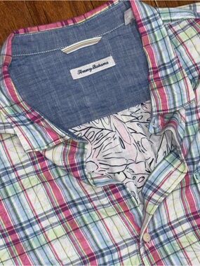 Tommy Bahama Men’s Island Etch Cotton Camp Shirt Rose Bed Plaid, Size 4XLT